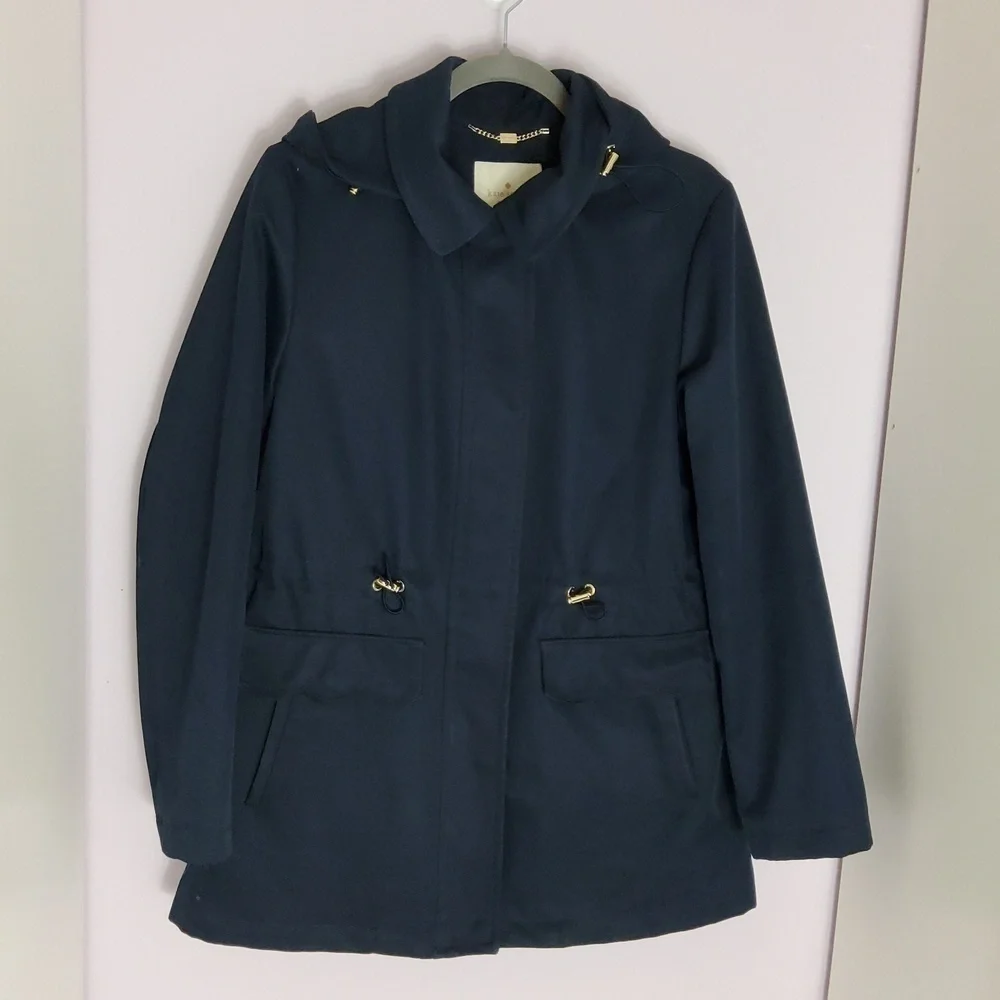 Kate Spade New York Scallop Pocket Rain HoodedJacket Size M